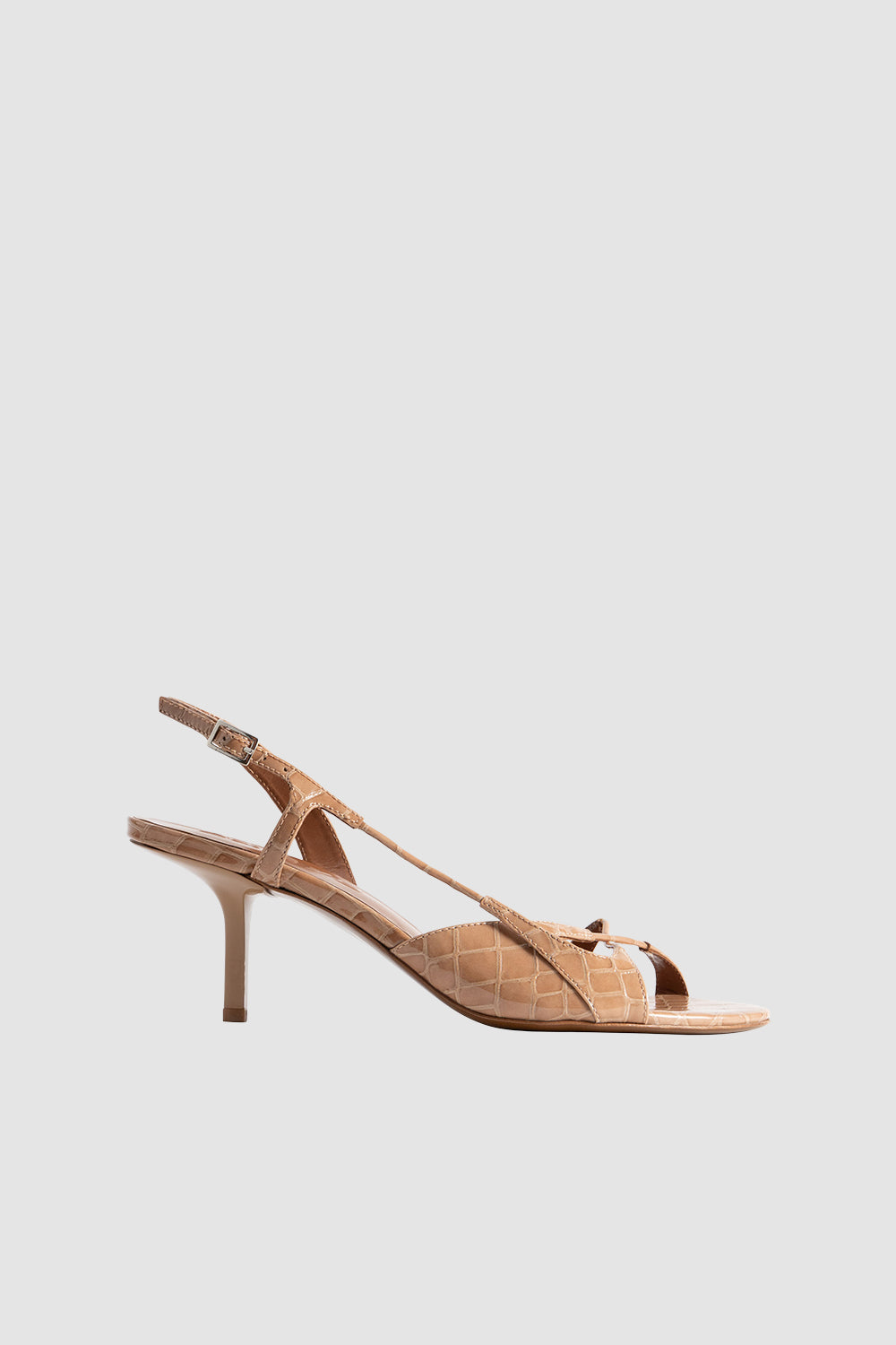 Sierra Light Tan Croco Embossed Leather Slingback Sandal