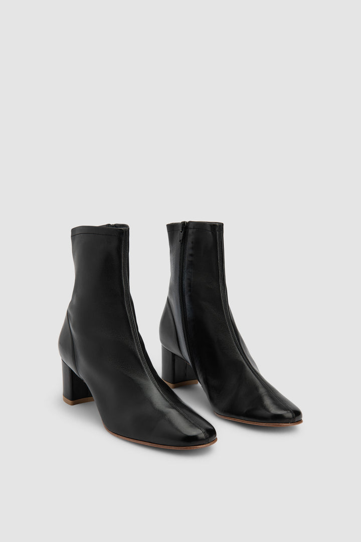 Sofia Black Leather Ankle Boot