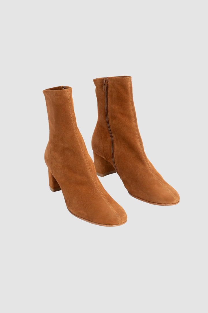 Sofia Summer Tan Suede Leather Ankle Boot