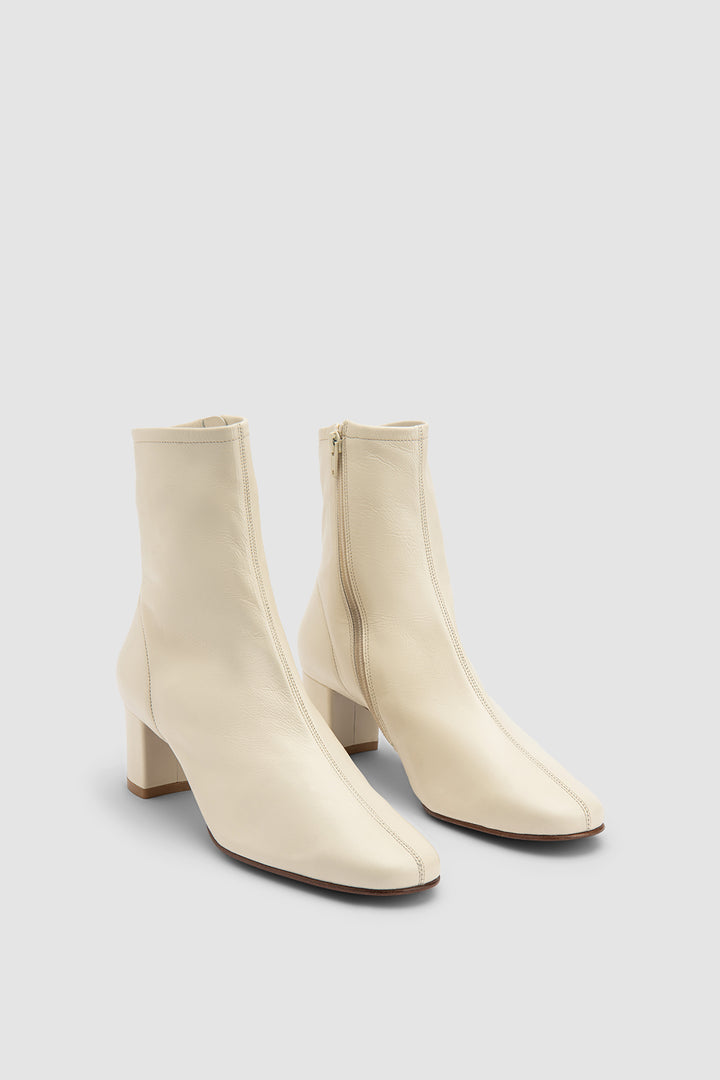 Sofia White Leather Ankle Boot