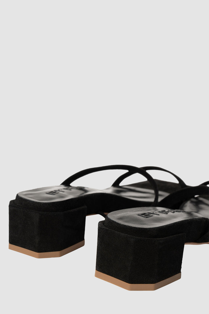 Tanya Flat Black Suede Leather