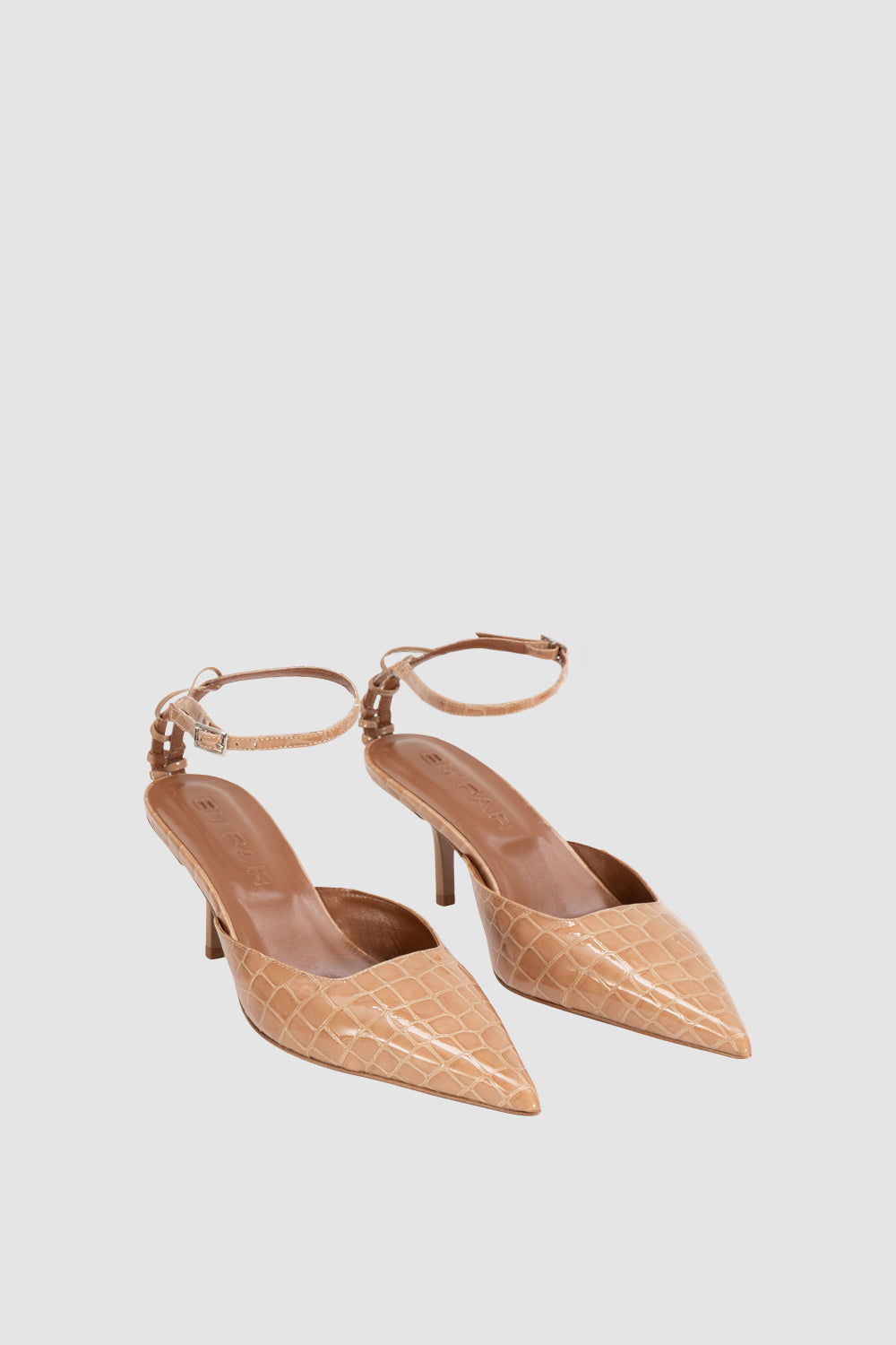 Teese Light Tan Croco Embossed Leather Pump
