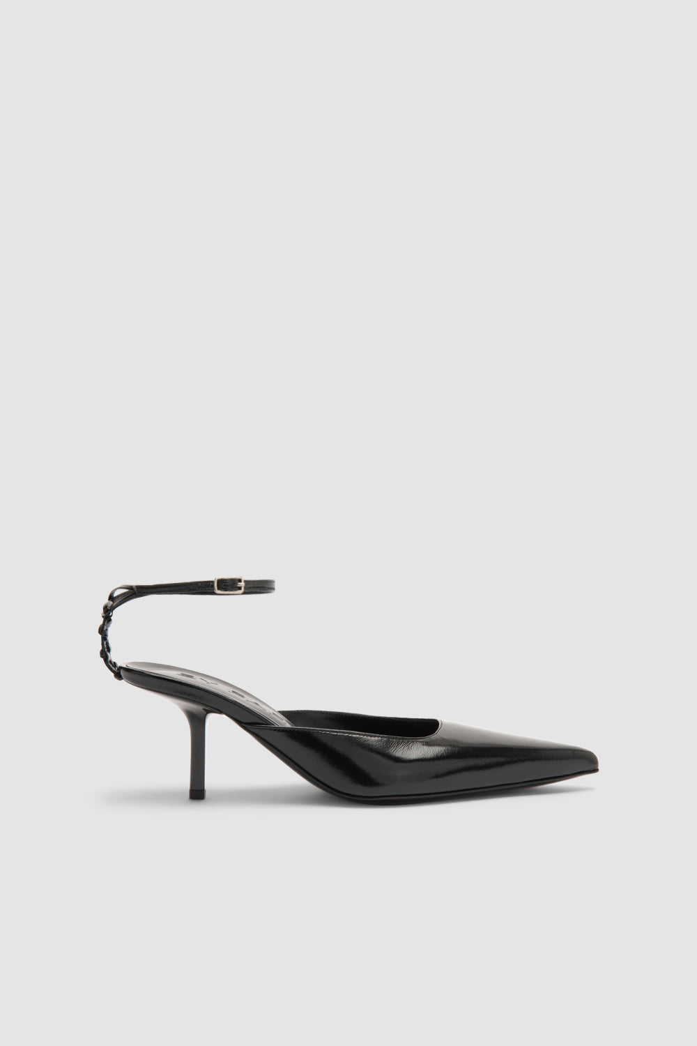 Teese Black Glossy Textured Leather Pump