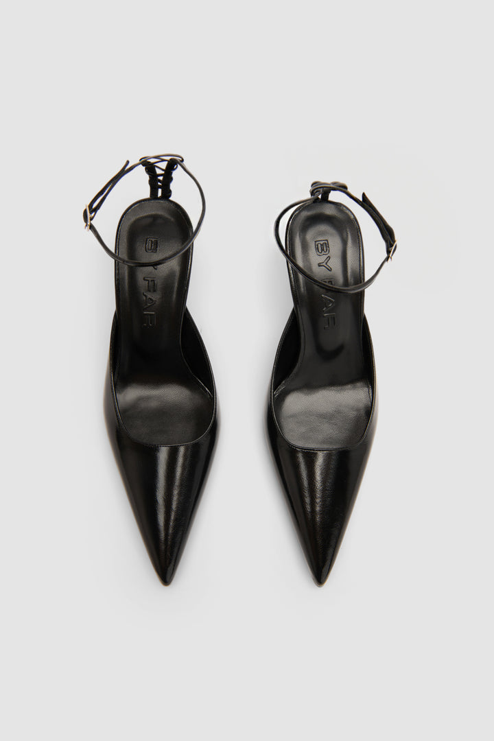 Teese Black Glossy Textured Leather Pump