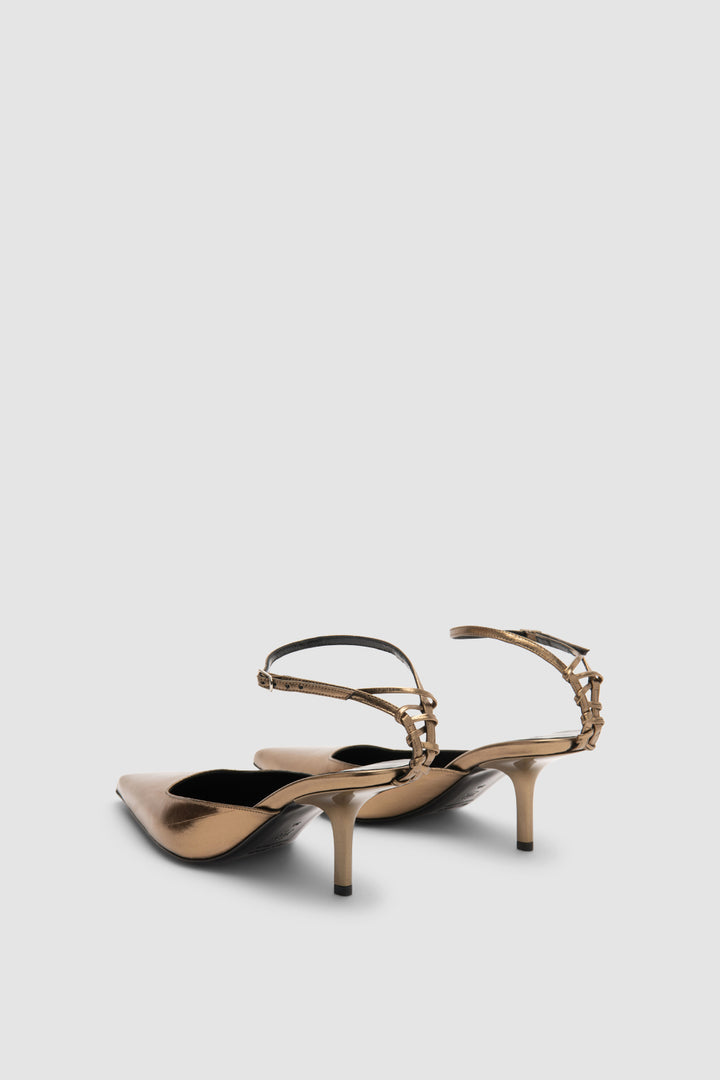 Teese Olive Eel Metallic Leather Pump