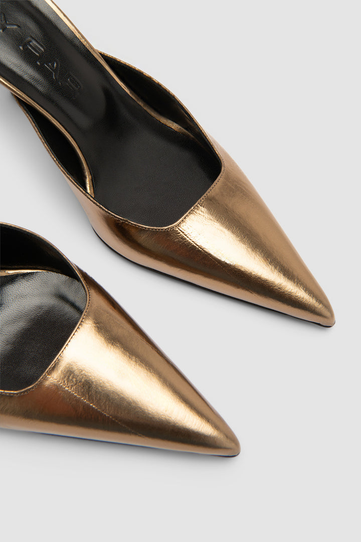 Teese Olive Eel Metallic Leather Pump
