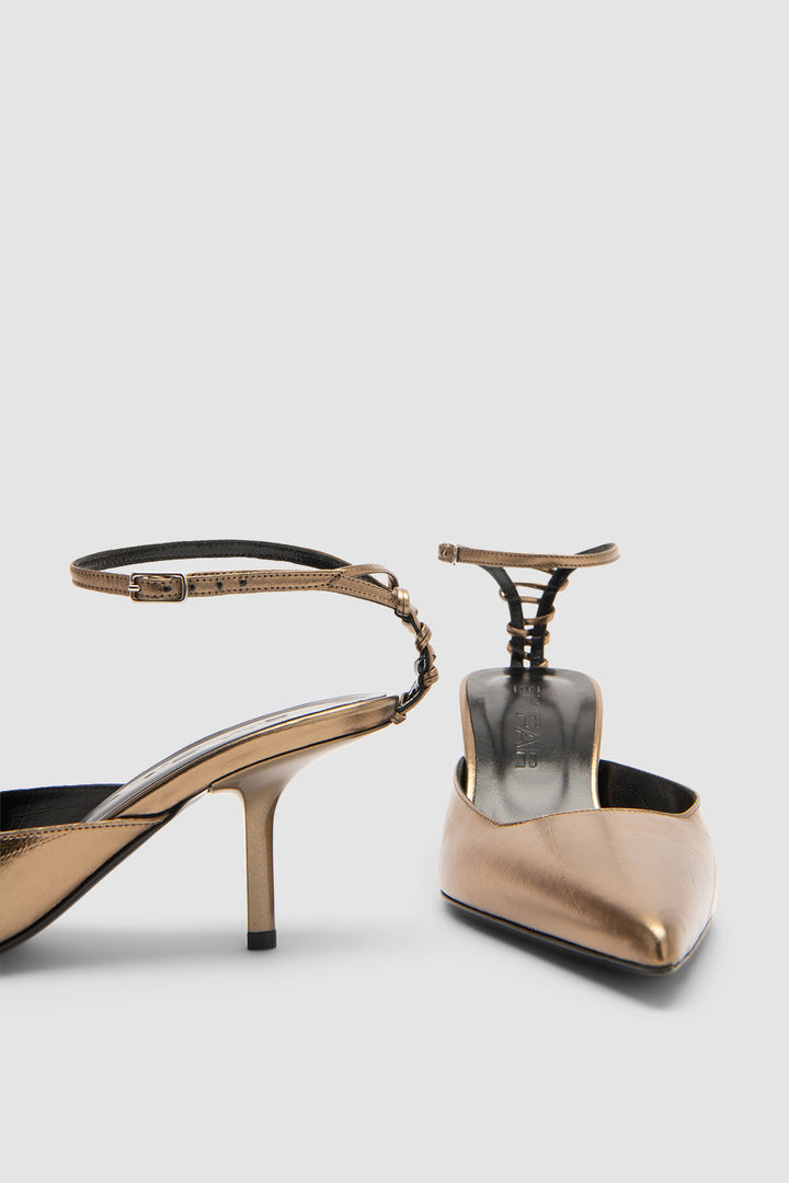Teese Olive Eel Metallic Leather Pump