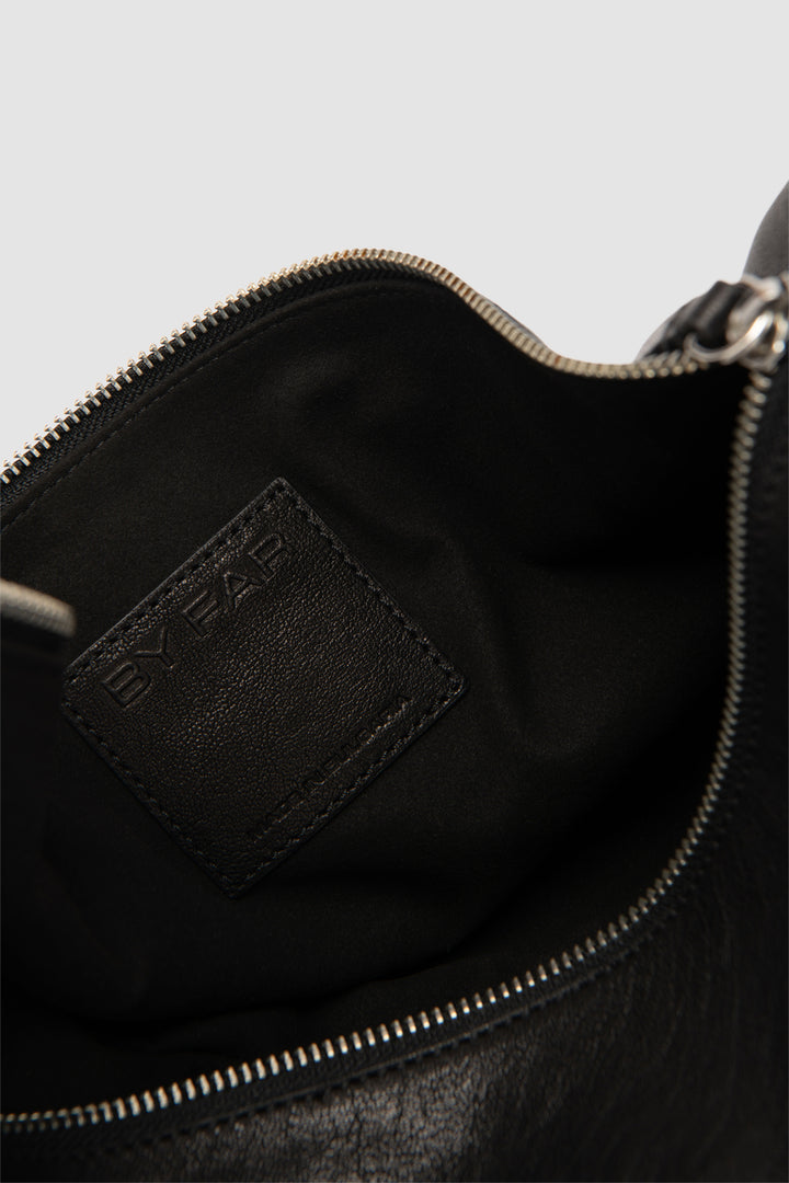 Trayana Black Washed Leather Crossbody Bag