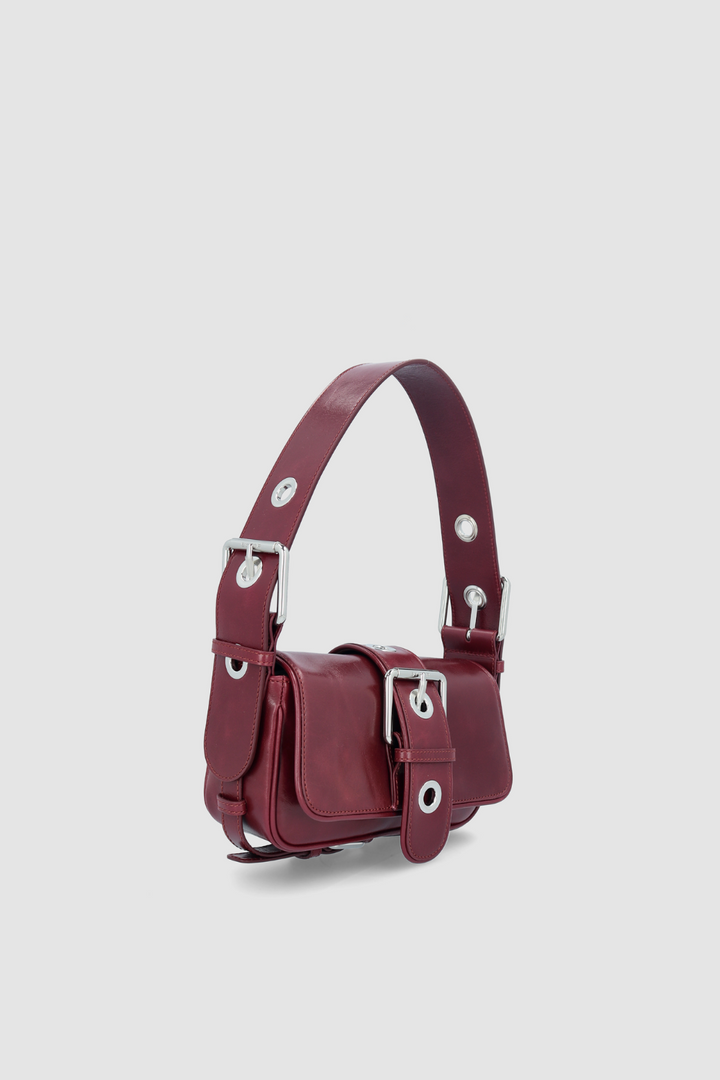 Eloise Sour Cherry Creased Calf Leather Shoulder Bag