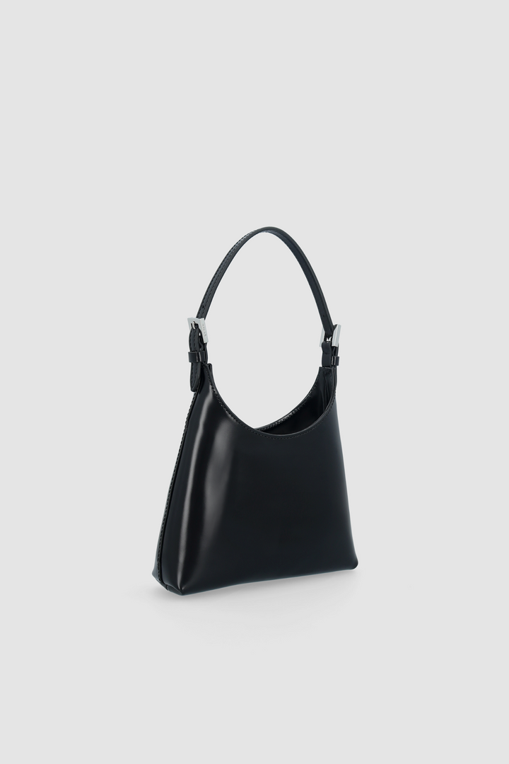 Baby Camryn Black Semi Patent Leather Top-Handle Bag