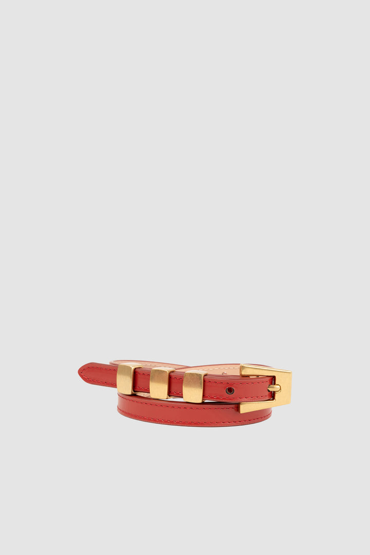 Vic Blood Red Semi Patent Leather Belt