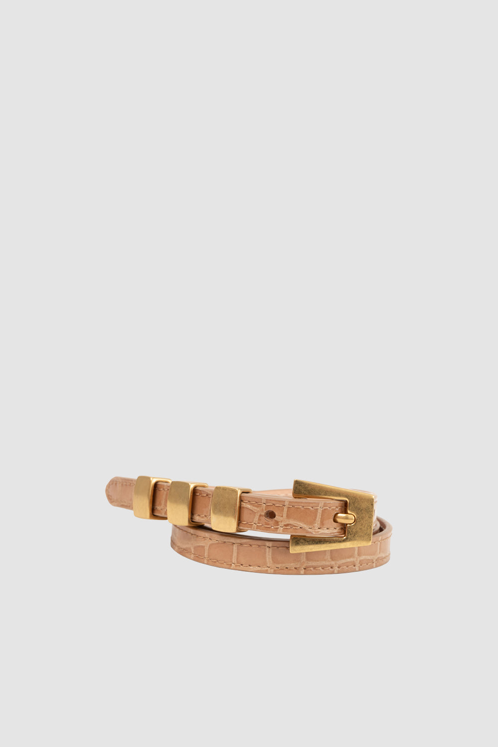 Vic Light Tan Croco Embossed Leather Belt
