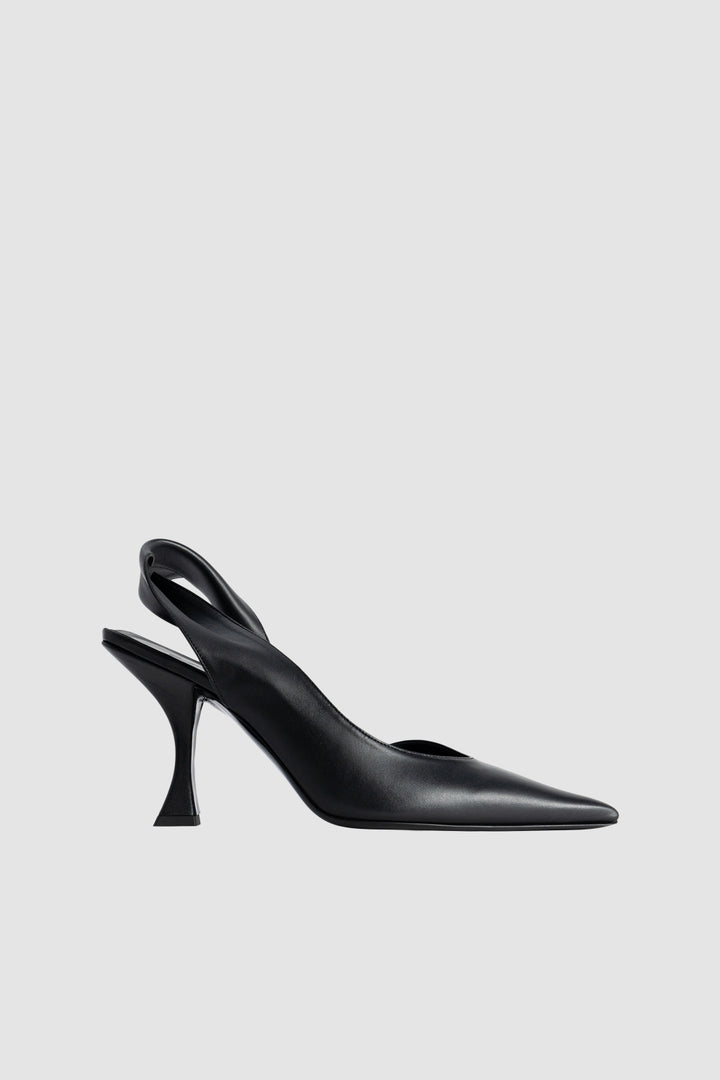 Yasha Black Nappa Leather Slingback Pump