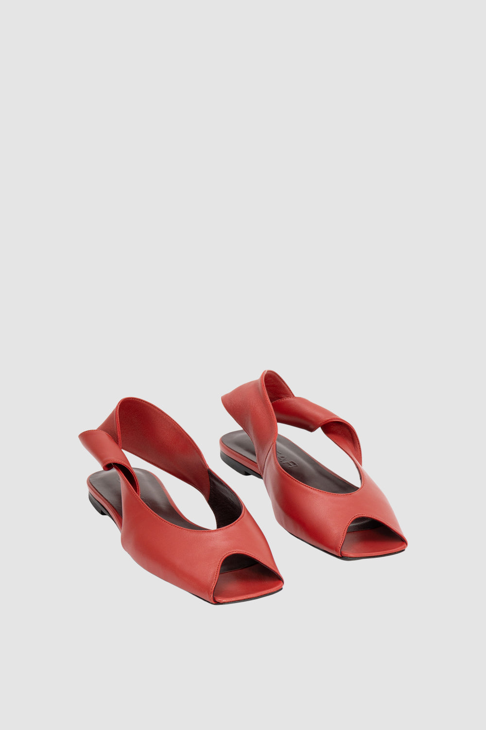 Yasha Peep Flat Blood Red Nappa Leather