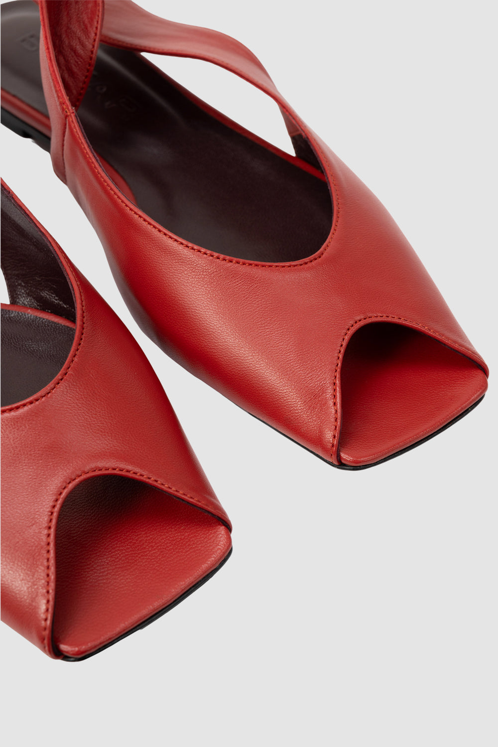 Yasha Peep Flat Blood Red Nappa Leather