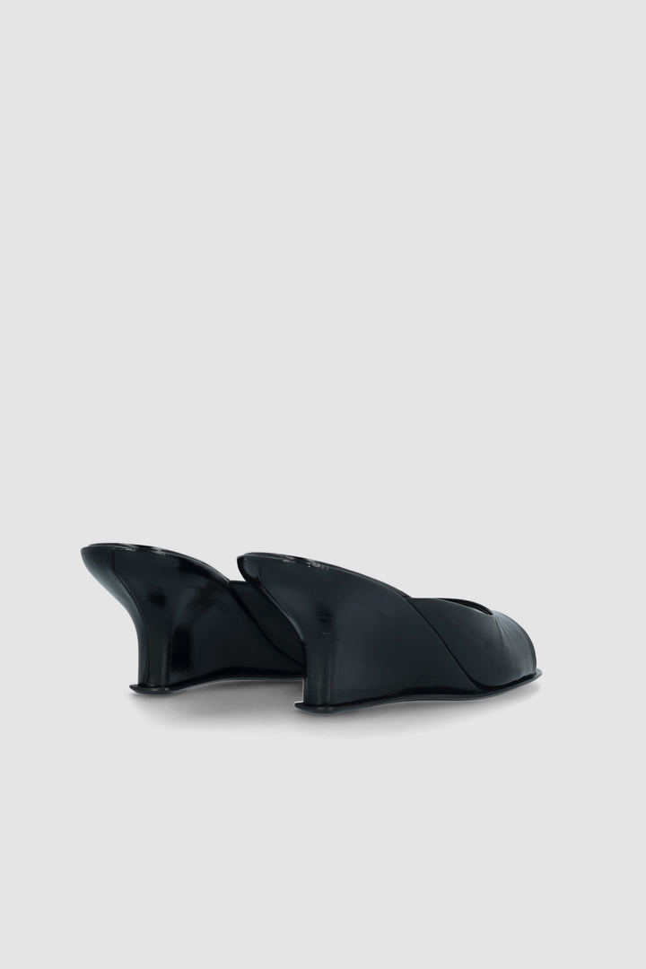 Caroo Black Glossed Nappa Leather Mule