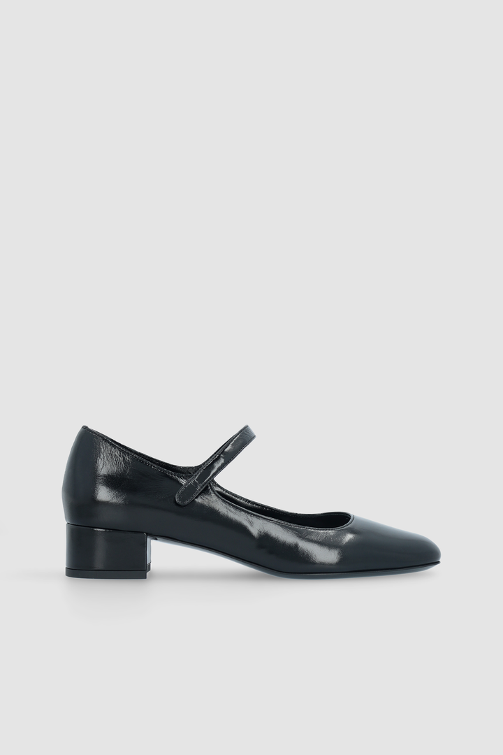 Ginny Black Glossed Nappa Leather Mary Jane Pump