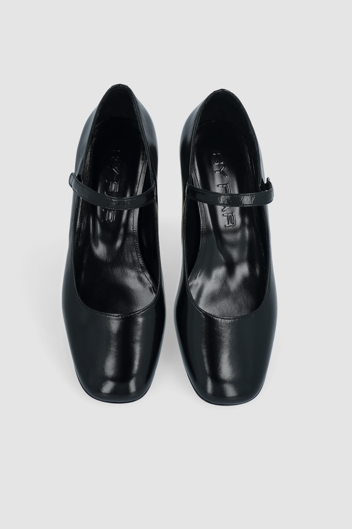 Ginny Black Glossed Nappa Leather Mary Jane Pump