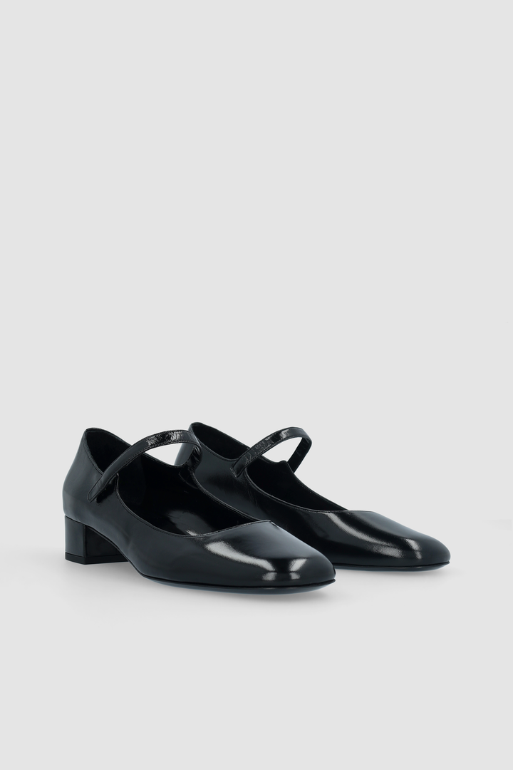 Ginny Black Glossed Nappa Leather Mary Jane Pump