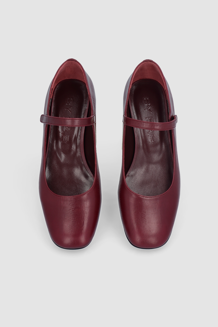 Ginny Sour Cherry Eel Embossed Leather Mary Jane Pump