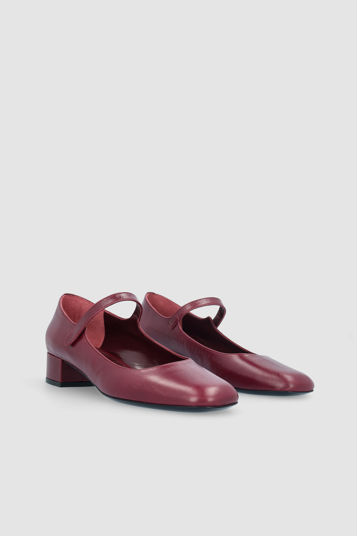 Ginny Sour Cherry Eel Embossed Leather Mary Jane Pump