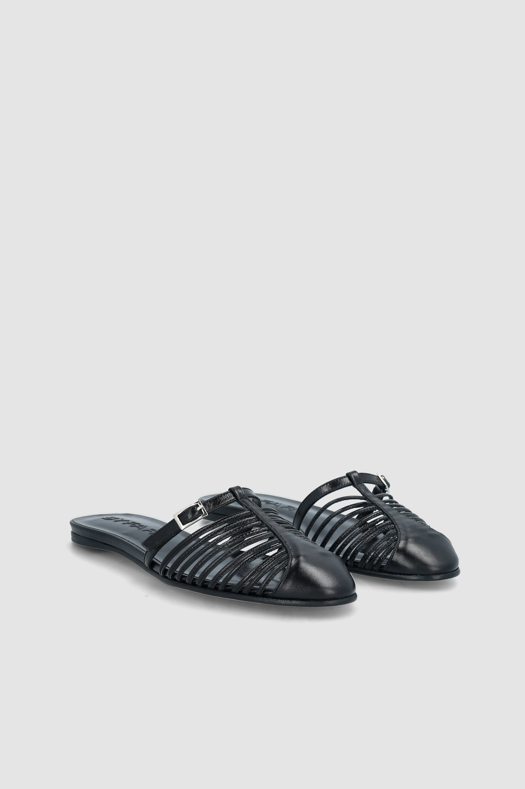 Osip Black Creased Calf Leather Mule