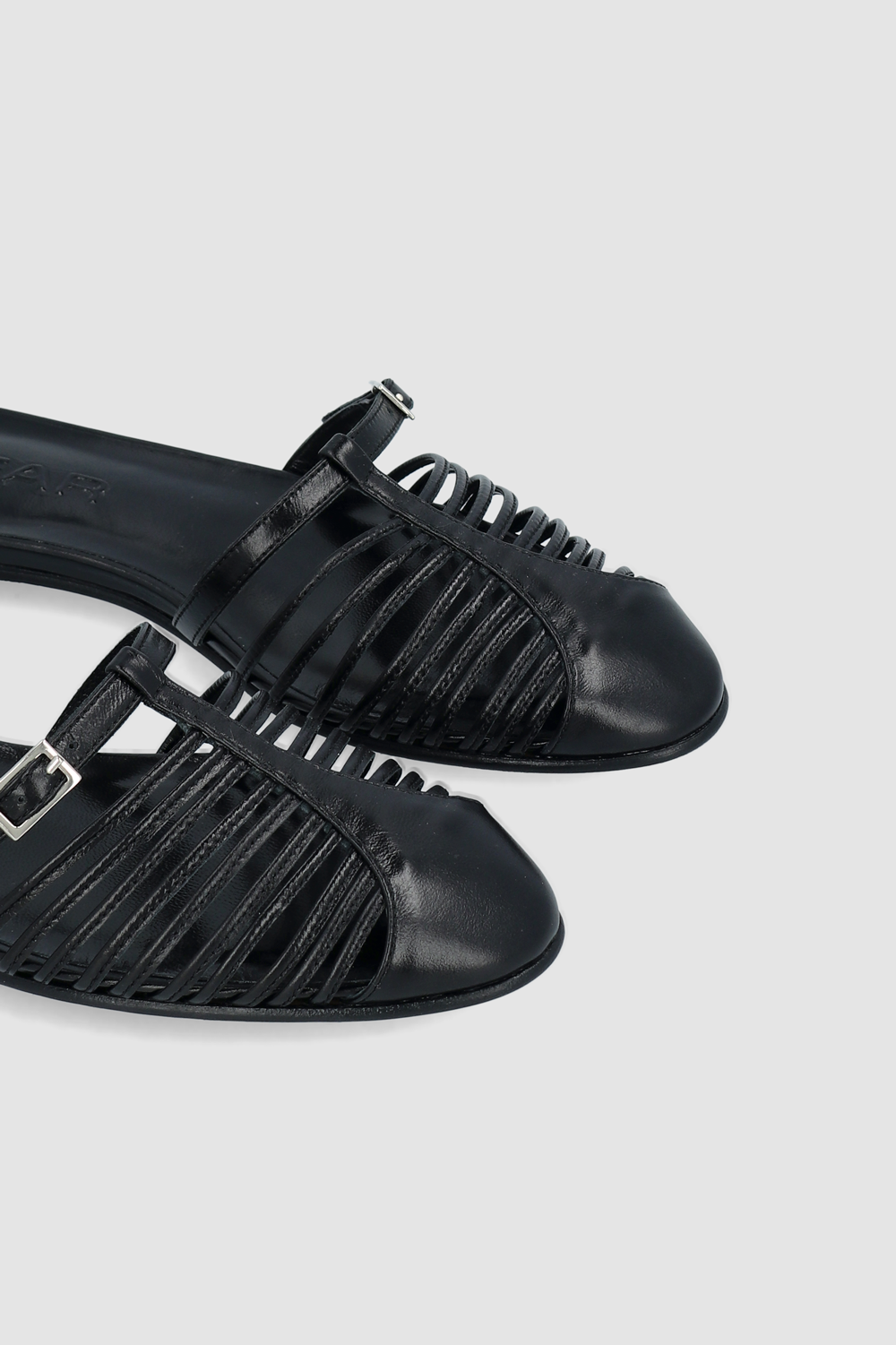 Osip Black Creased Calf Leather Mule