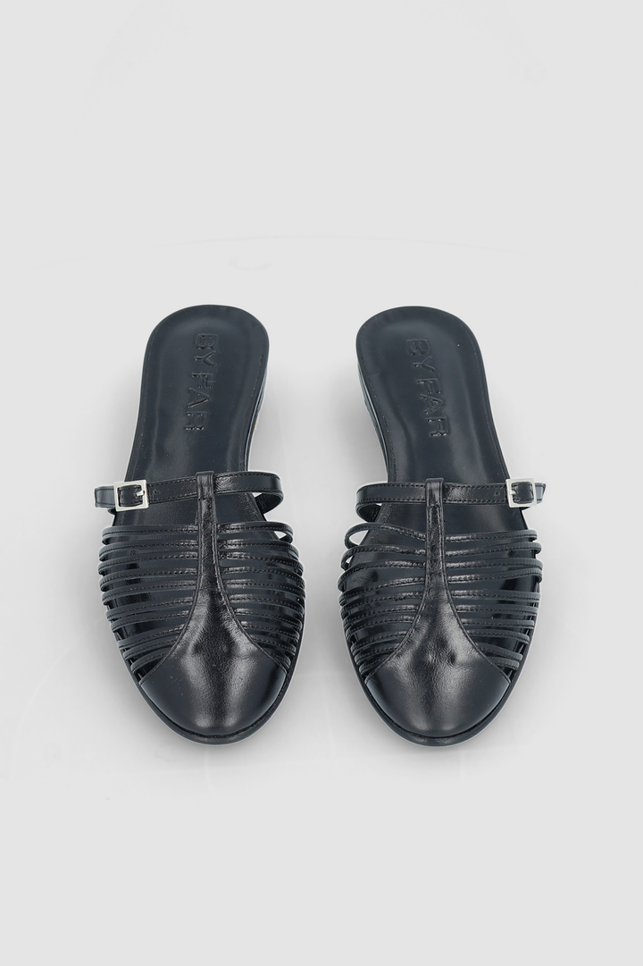 Osip Black Creased Calf Leather Mule