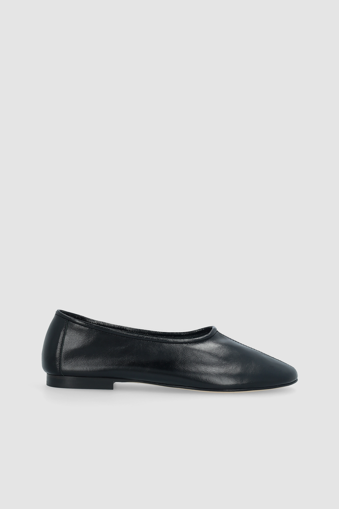 Prudence Black Creased Leather Ballet Flat