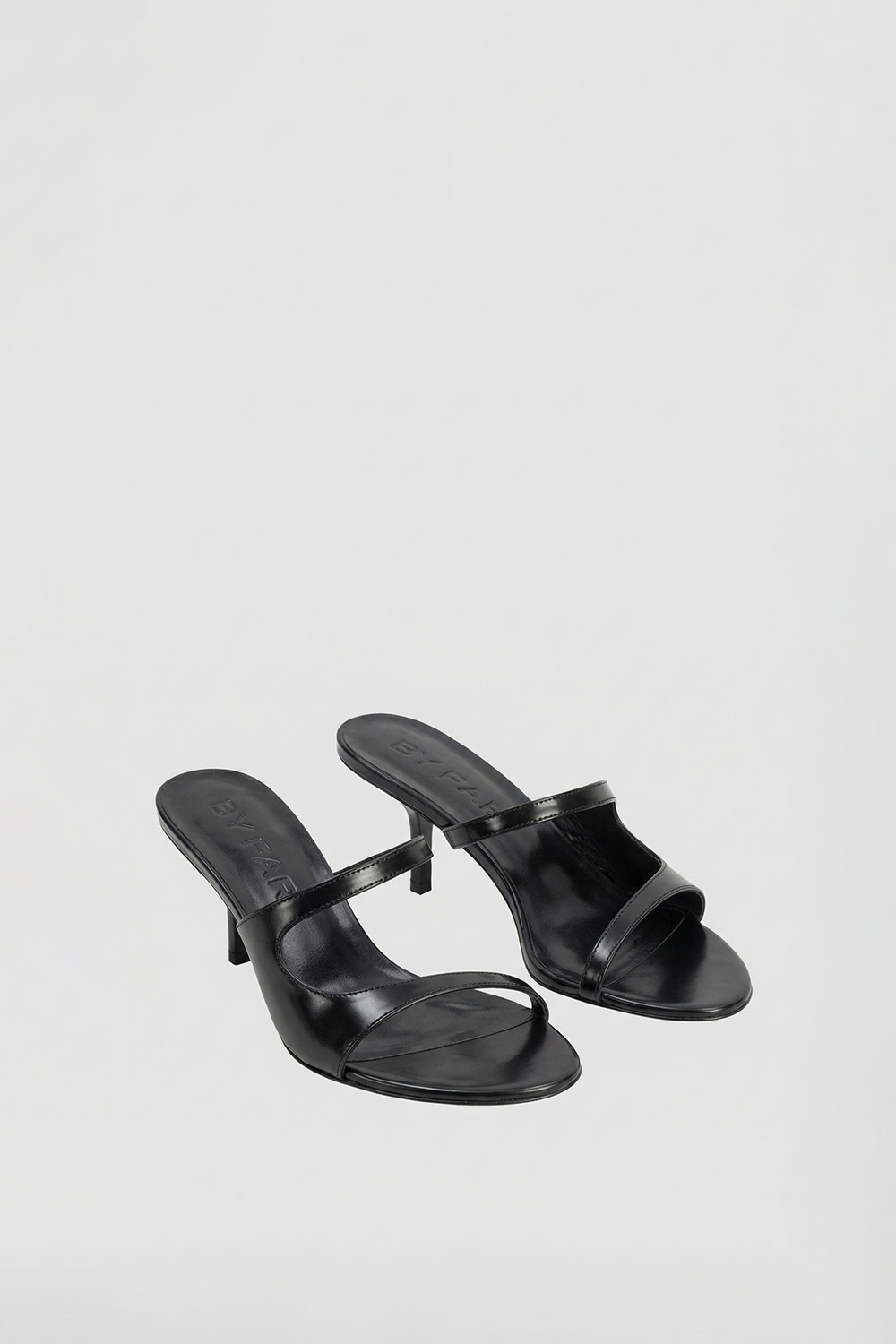 Serena Black Semi Patent Leather Slip-On Mule