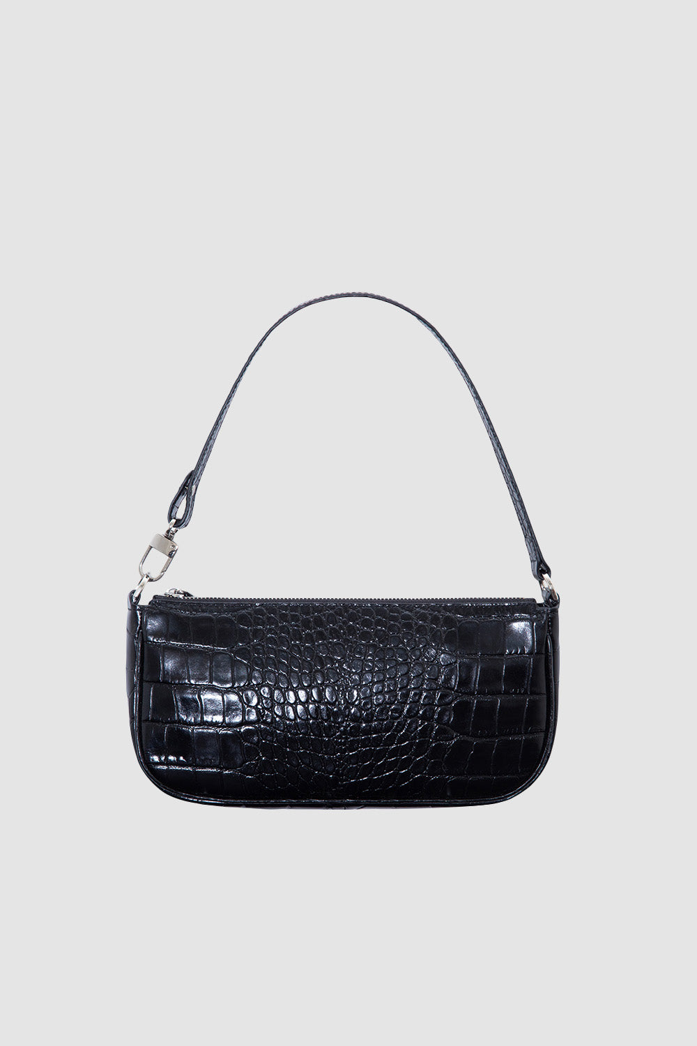 Rachel Black Croco Embossed Leather Shoulder Bag