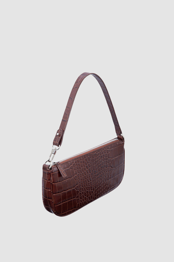 Rachel Nutella Croco Embossed Leather Shoulder Bag