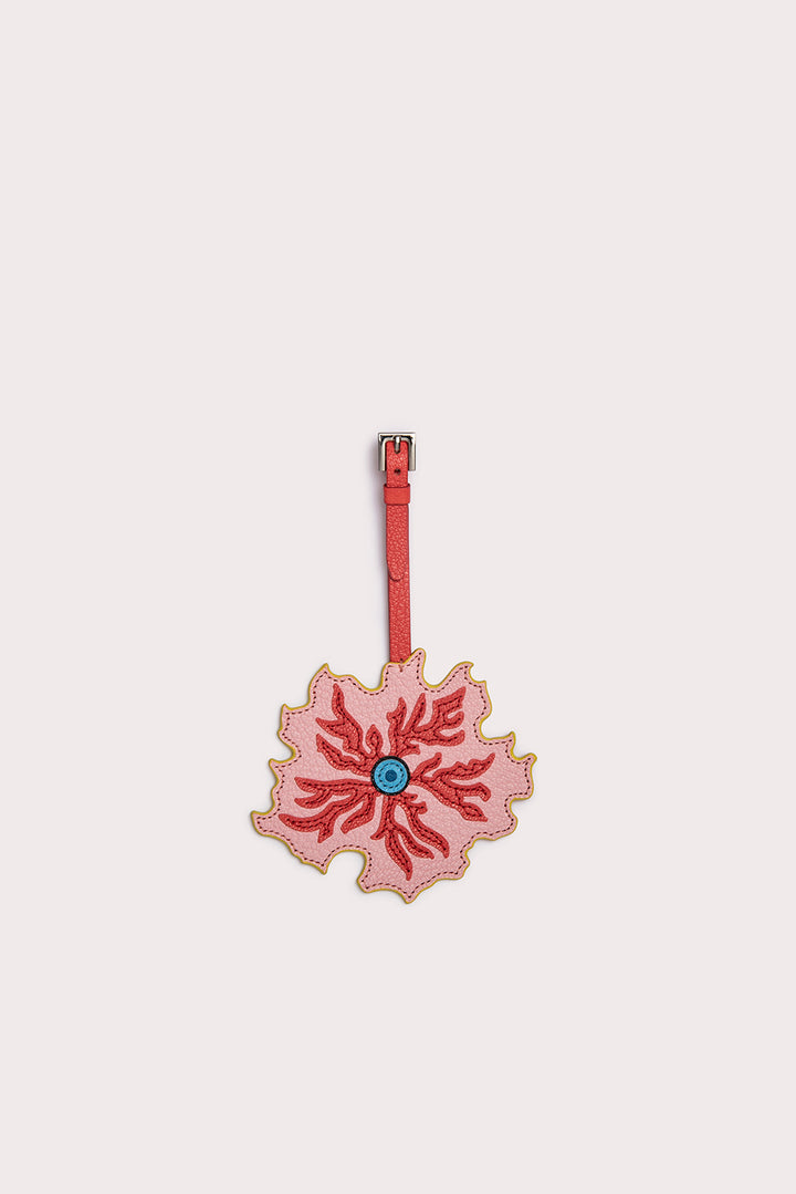 Dragon Flower Charm Mixed Grained Leather