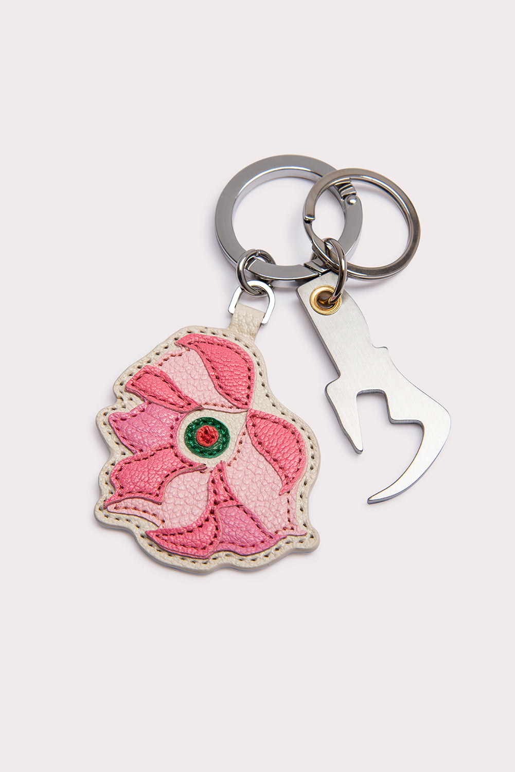 Strawberry Flower Charm Mixed Grained Leather