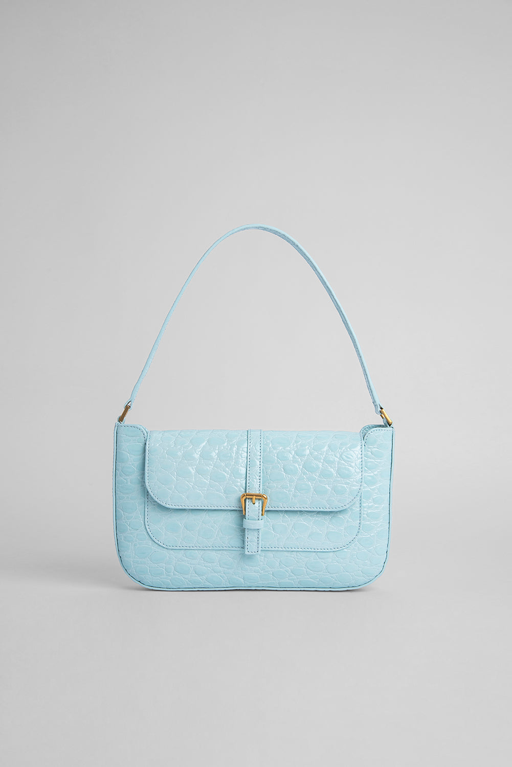 BY FAR Mini Bag In Sky Blue Croco Embossed Leather