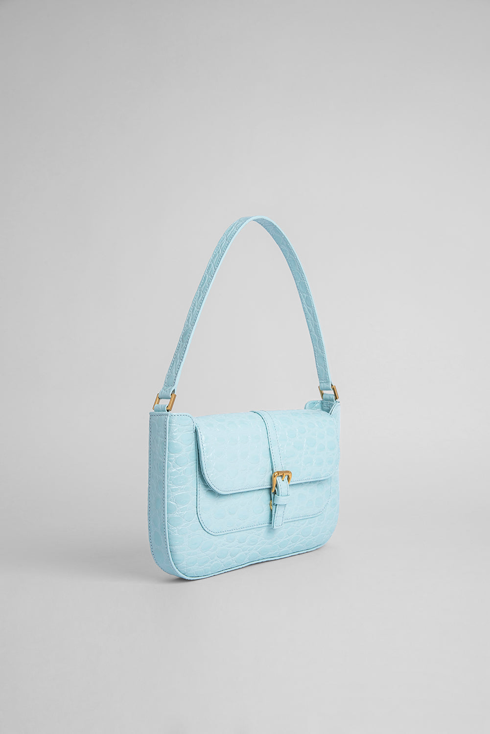 BY FAR Mini Bag In Sky Blue Croco Embossed Leather