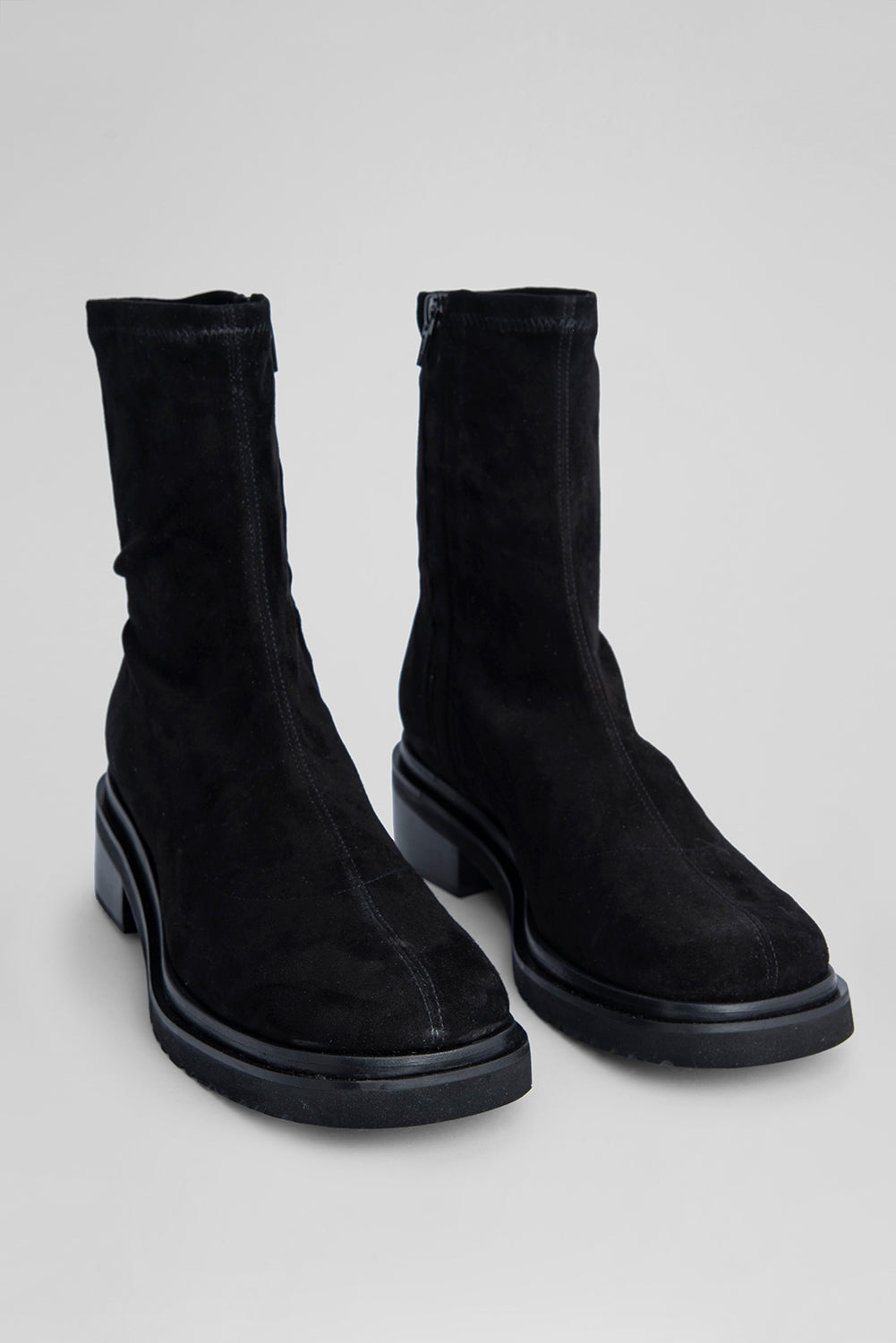 Kah Black Stretch Suede Leather