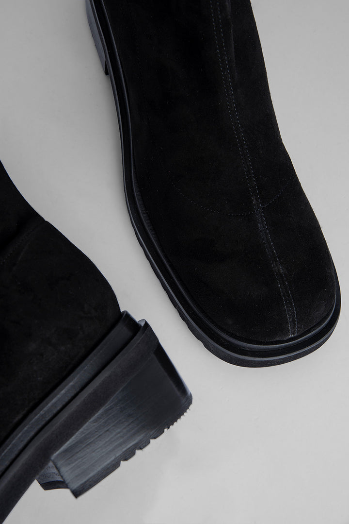 Kah Black Stretch Suede Leather