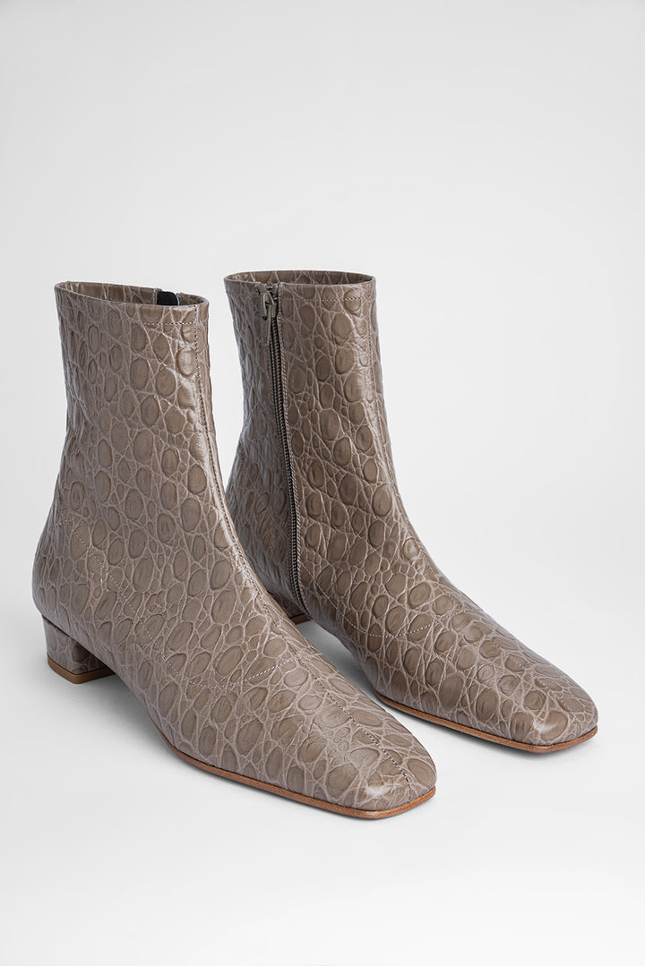 Este Boot Mud Circular Croco Embossed Leather