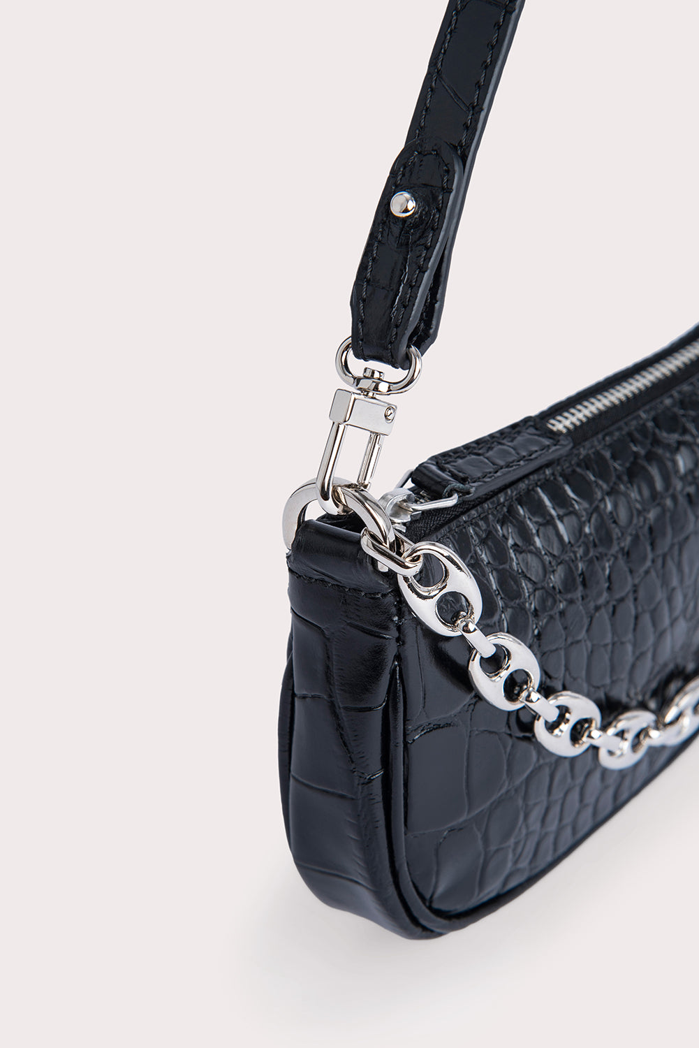 Mini Rachel Black Croco Embossed Leather - BY FAR